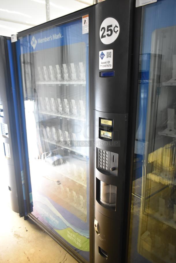 Crane 5800-4 commercial drink vending machine with bill acceptor, coin slot, and 25¢ label. 115V, 1 phase, Crame make.