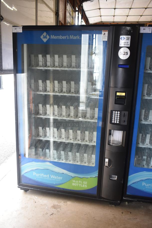 Crane 5800-4 vending machine for bottled drinks with bill acceptor, 115 volts, 1 phase, "Member's Mark" branding.