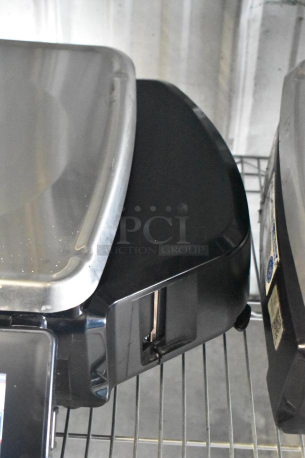 2024 Hobart HTi-7LH4W commercial countertop scale on metal shelf, stainless steel top, tested and working condition.