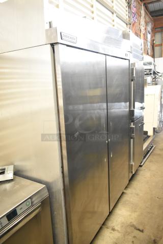 Hobart DA2 commercial two-door reach-in cooler, stainless steel, 115 volts, 1 phase, visible Hobart branding.