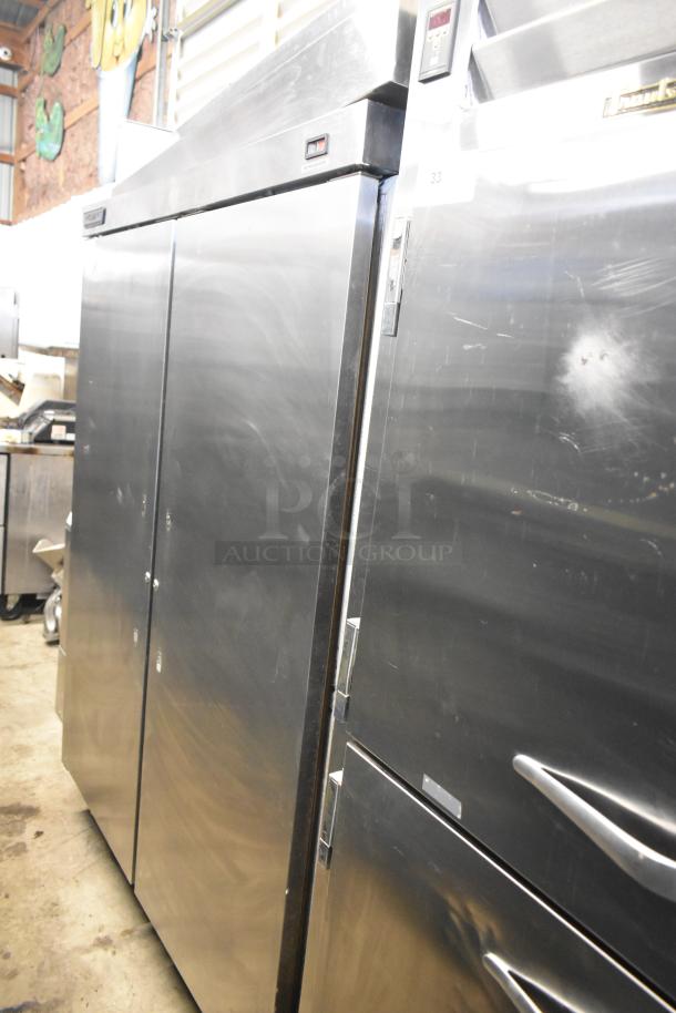 Hobart DA2 commercial 2-door reach-in cooler, stainless steel, model DA2, 115V, 1-phase, good condition with digital display.