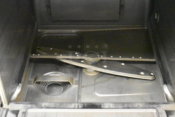 2018 Hobart LXER Commercial Undercounter Dishwasher interior, stainless steel, 120/208-240V, 1 Phase.