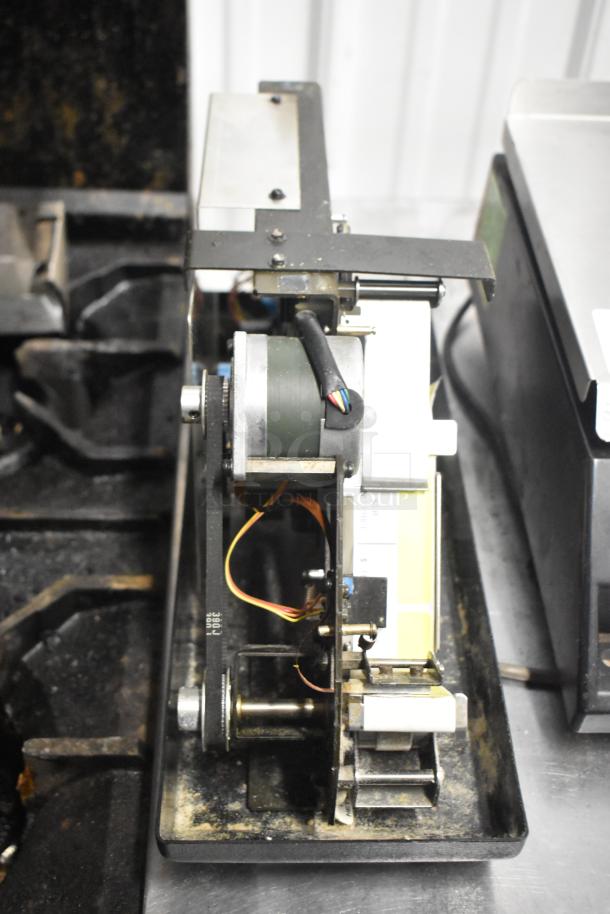 Berkel 522 Commercial Countertop Scale with Label Printer, 120V, 1 Phase. Features exposed wiring and components, used condition.