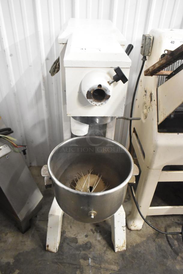 Univex M30 Commercial Dough Mixer with 30-quart bowl and whisk attachment; 115 volts, 1 phase, good condition.
