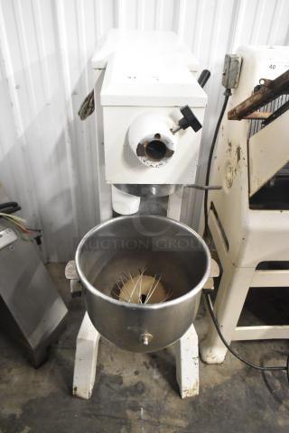 Univex M30 Commercial Dough Mixer with 30-quart bowl and whisk attachment; 115 volts, 1 phase, good condition.