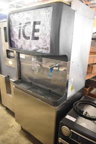 Scotsman ID250B-1A commercial countertop ice dispenser, stainless steel, 115V, 1 phase, with visible ice display.