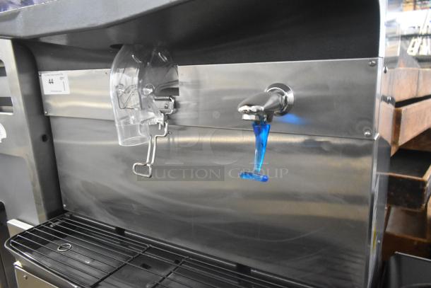 Scotsman ID250B-1A commercial ice machine dispenser, stainless steel, 115V, 1 phase, with drip tray and dispensing lever.