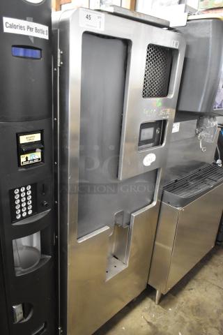 LATE MODEL JBT 2ND-GEN-MFJ-HE commercial citrus juicer, floor style, on casters, 115V, 1 phase, stainless steel finish.