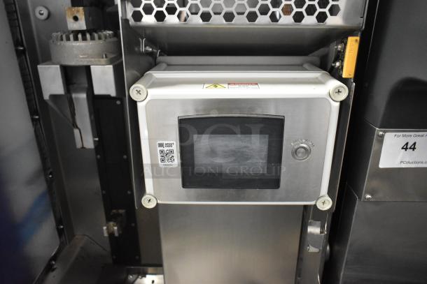 JBT 2nd-Gen-MFJ-HE citrus juicer with display screen, metal housing, commercial casters. 115V, 1 phase.