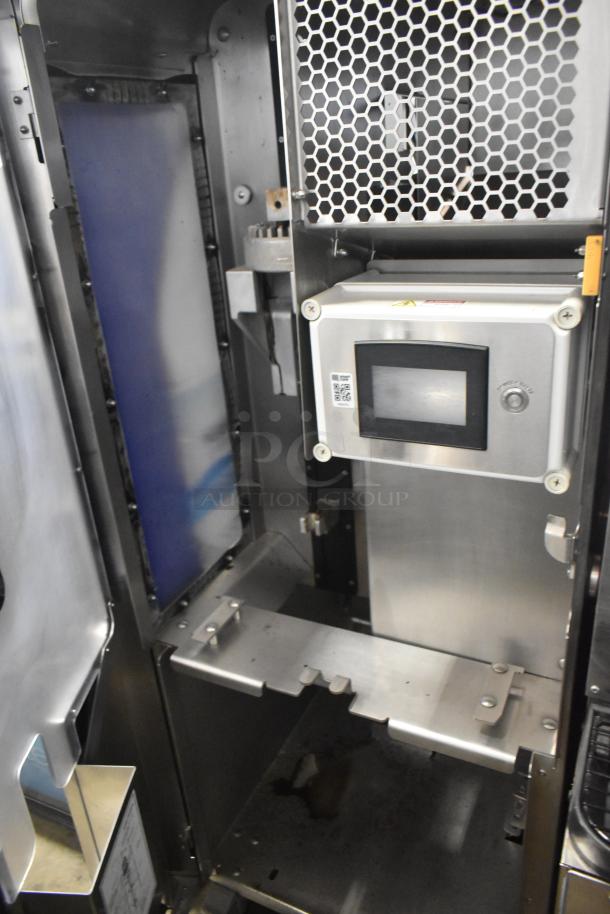 LATE MODEL JBT 2ND-GEN-MFJ-HE Fresh N Squeeze commercial citrus juicer with touchscreen, stainless steel, on casters, 115V.