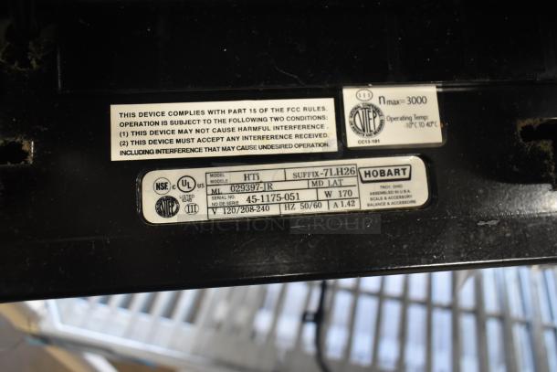 2017 Hobart HTi-7LH26 metal food portioning scale label, 120/208-240 volts, single phase, tested and working.