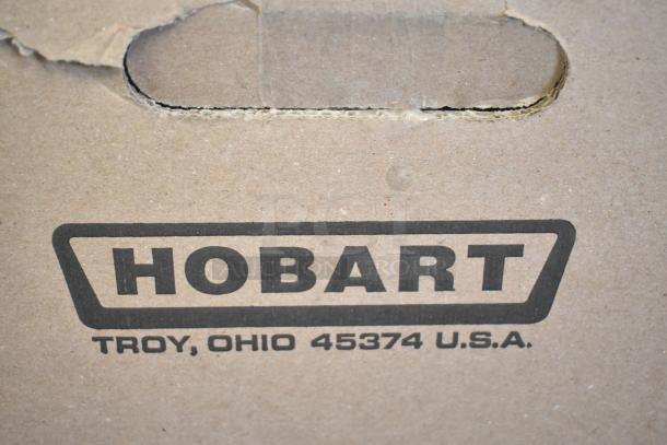 Box with Hobart logo, Troy, Ohio, USA address. Suitable for storing/transporting Hobart items.
