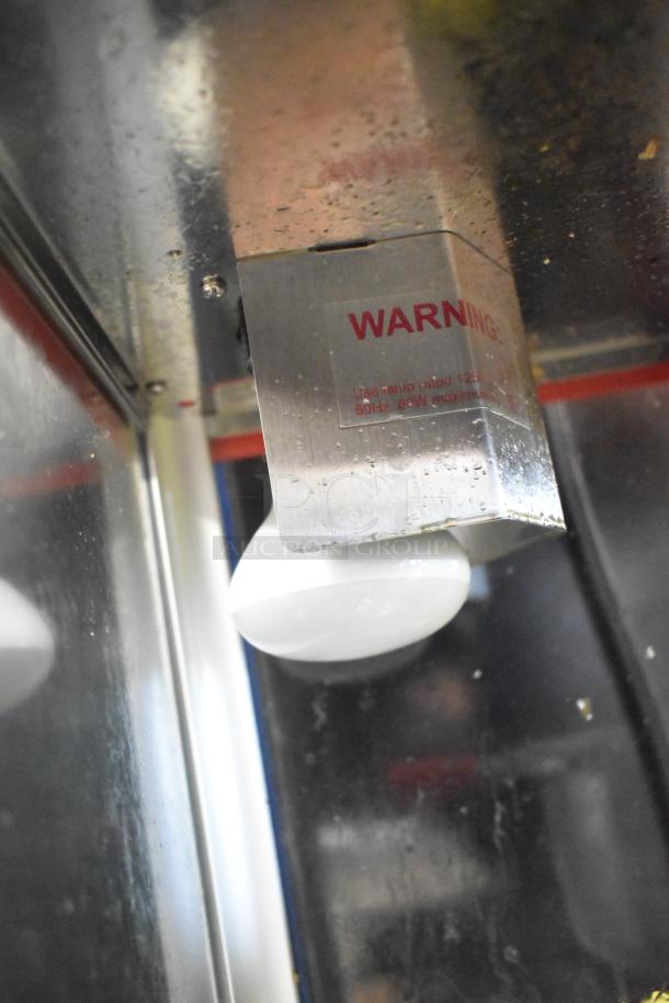 Great Northern Co 83-DT5634 Popcorn Machine, features warning label about lamp rating, 120 Volts, 1 Phase, stainless steel.