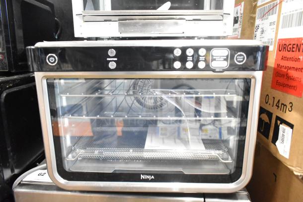 Ninja DT SERIES J0 Countertop Foodi Smart XL Air Oven, stainless steel, 120 volts, 1 phase, with control panel.