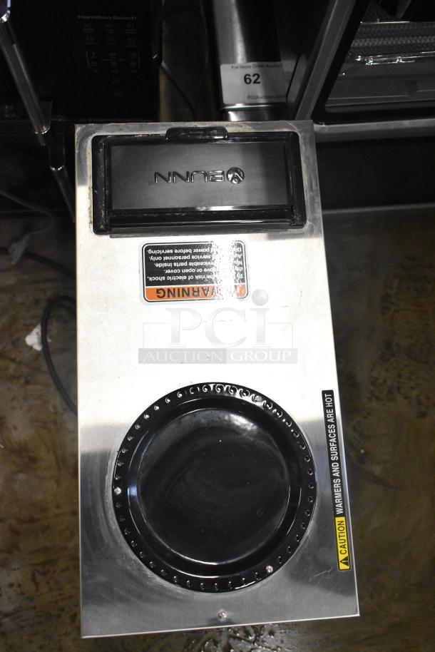 2022 Bunn VPR Countertop Coffee Machine, 120V, 1 Phase, with visible warning and caution labels on metallic surface.