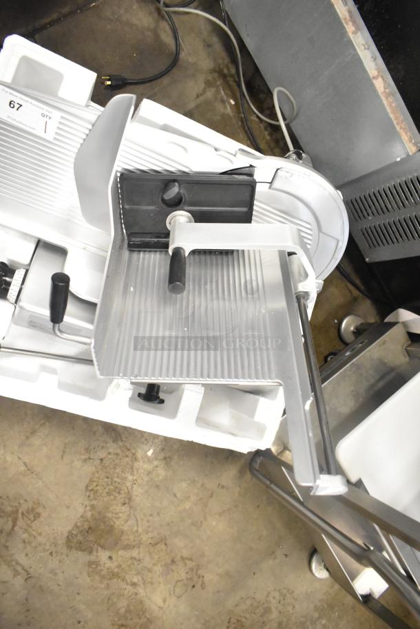 Bizerba GSP HD Commercial Meat Slicer, 120V, 1 Phase, shown with adjustable slicing guides and safety guards.