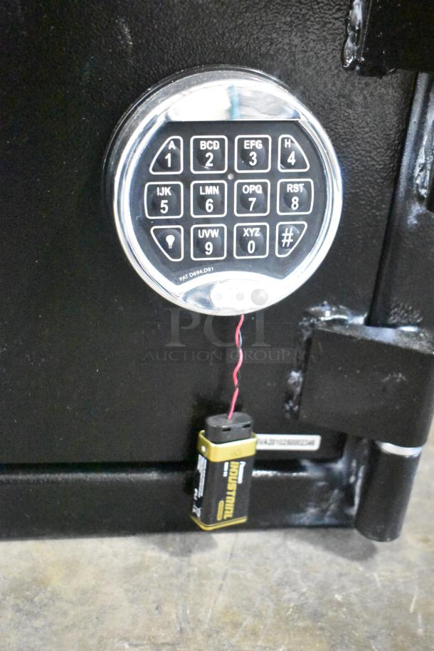 BRAND NEW SCRATCH AND DENT! 360 Office Furniture 911DS202 black steel depository safe with electronic keypad lock.