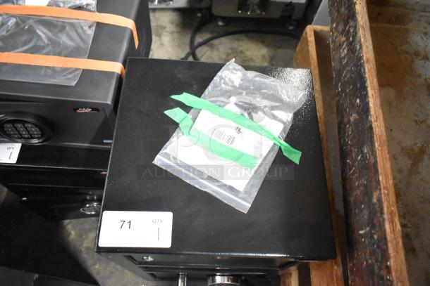 BRAND NEW 360 Office Furniture depository safe, 14"x14"x27.25", black steel, electronic keypad lock, top locker, model 911DS272.