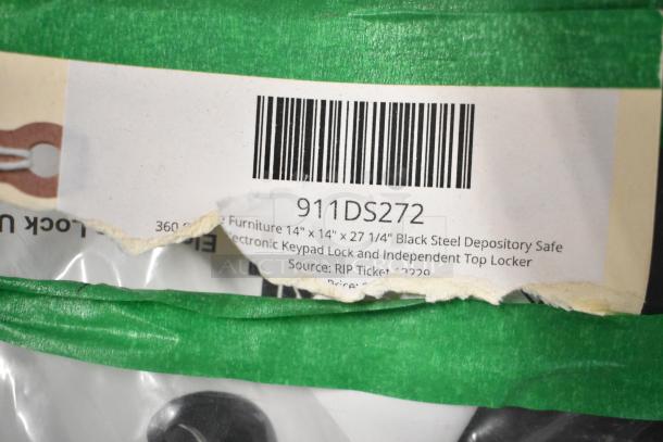 BRAND NEW 360 Office Furniture 14"x14"x27.25" Black Steel Depository Safe, electronic keypad lock, model 911DS272.