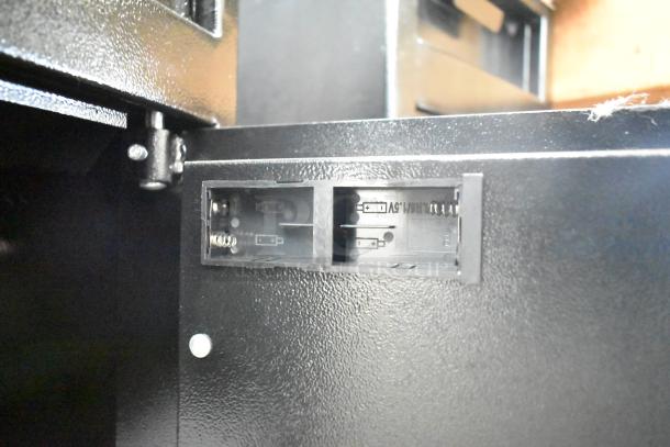 BRAND NEW 360 Office Furniture black steel depository safe, 13.5"x11.75"x18", with electronic keypad, model 911DS181.