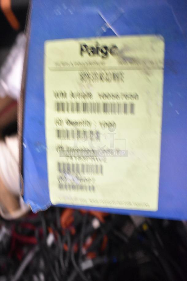 Pallet lot with Belden 1700A and Paige cables, wires; Paige label shows item details and barcode; good condition.