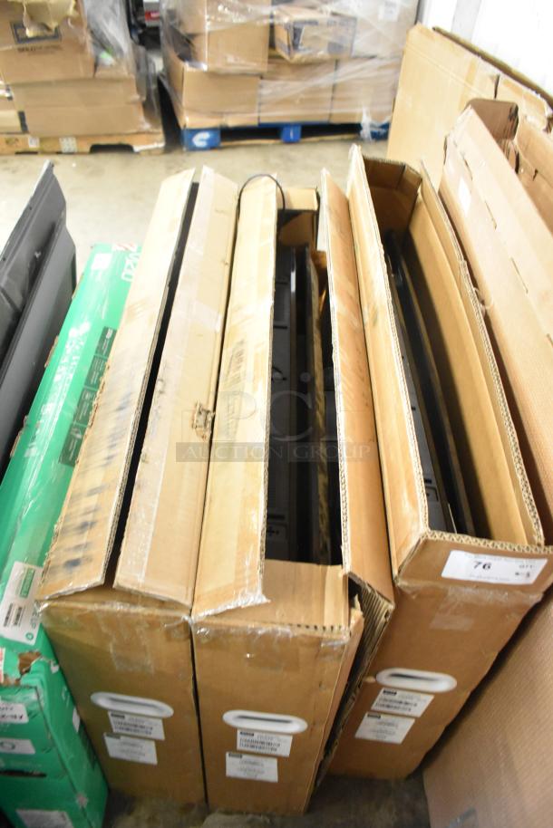 Three Wren GVM43-0-3017-B LED monitors in original boxes, labels visible, for pickup only.