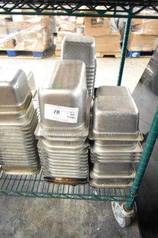64 Various Stainless Steel Drop In Bins Including 1/3 Size. 64 Times Your Bid!