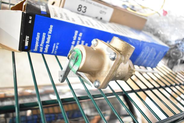 8 brand new scratch and dent items, including a Watts safety relief valve with packaging.