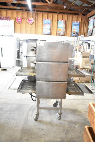 3 2016 Turbochef HhC2020 Commercial Electric Powered Conveyor Rapid Cook Oven on Commercial Casters. 208/240 Volts, 3 Phase. 3 Times Your Bid!