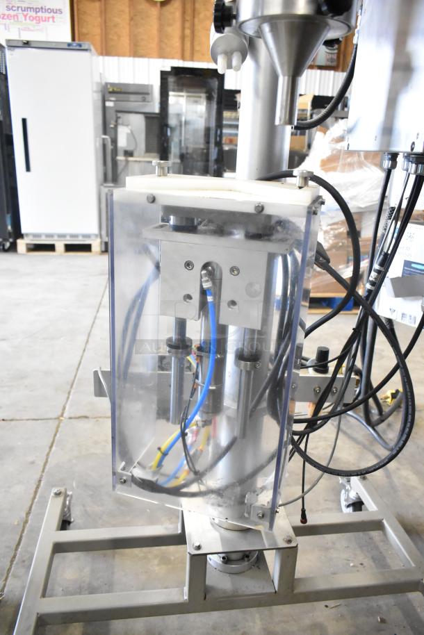 Per-fil Micro-15 commercial floor filler machine, 125V, 1 phase, on casters, shown in a warehouse setting.