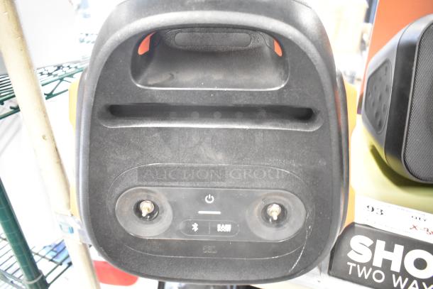 Three various speakers including 2 JBL and 1 Altec. Front view showing controls and branding, in good condition.