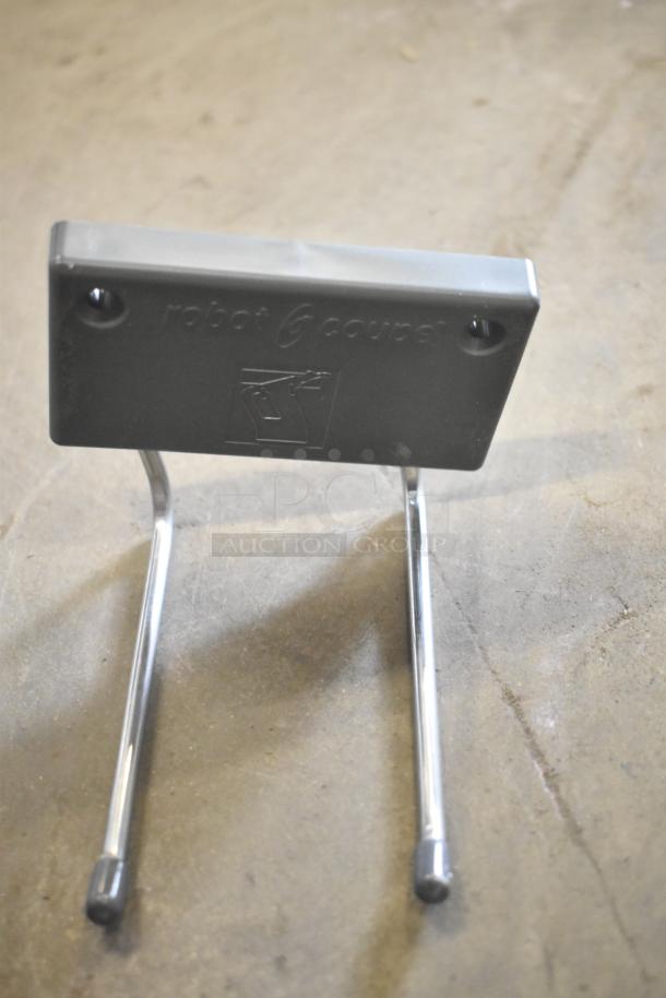 Brand new Robot Coupe immersion blender stand, grey with logo, supports 10" blender. Scratch and dent condition.