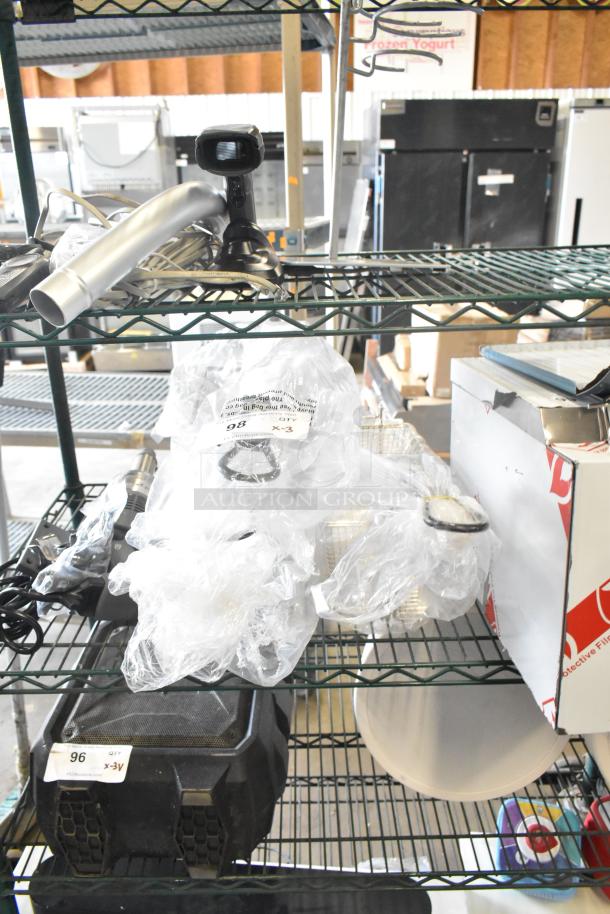 Brand new Grindmaster-Cecilware fryer basket, model 190FB1366, measures 13 1/4" x 6 1/2" x 5 7/8", with front hook, tagged.