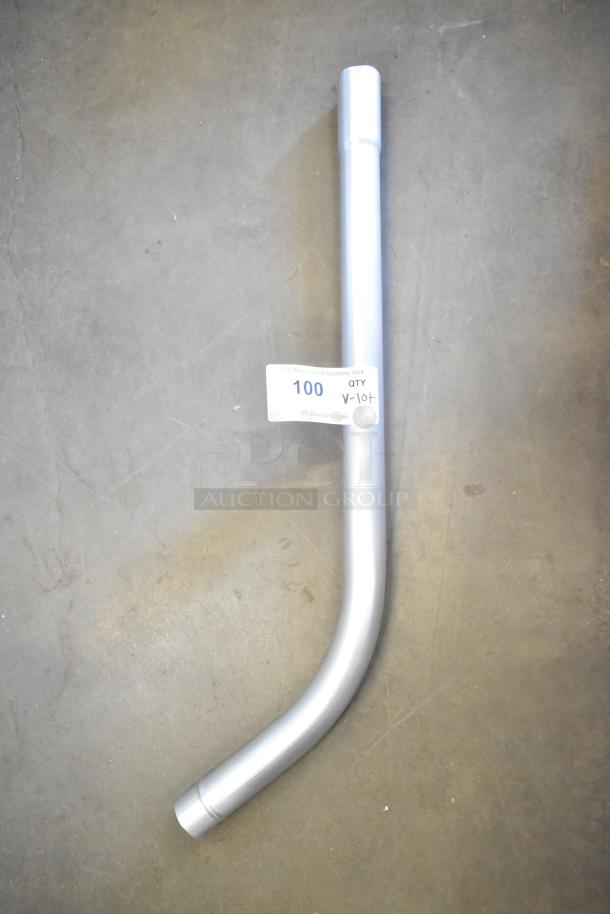 Metal handle with a label indicating "100 QTY V-104", part of a mixed auction lot including electronics like a Motorola Walkie Talkie.