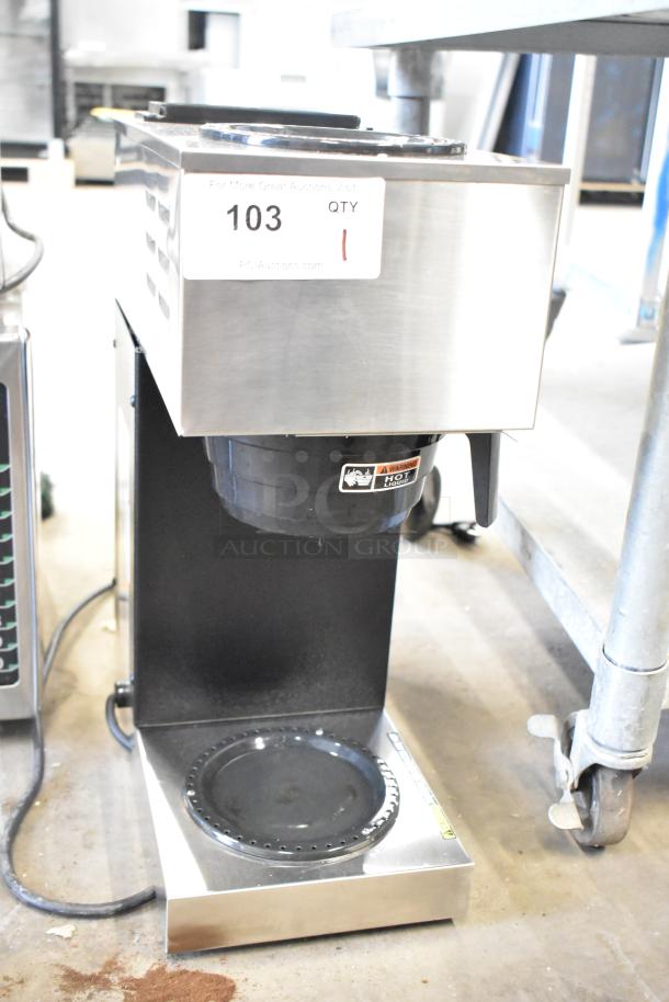 2022 Bunn VPR coffee machine, countertop model, 120V, 1 phase. Stainless steel, excellent condition, auction tag visible.