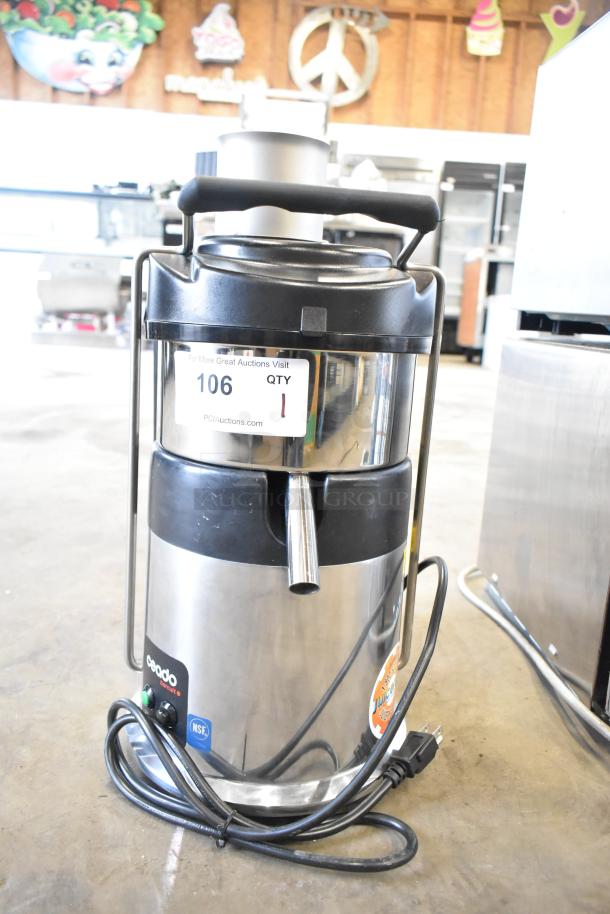 Ceado ES500 commercial juice extractor, stainless steel, countertop model, 110-120V, features power cord, condition appears good.