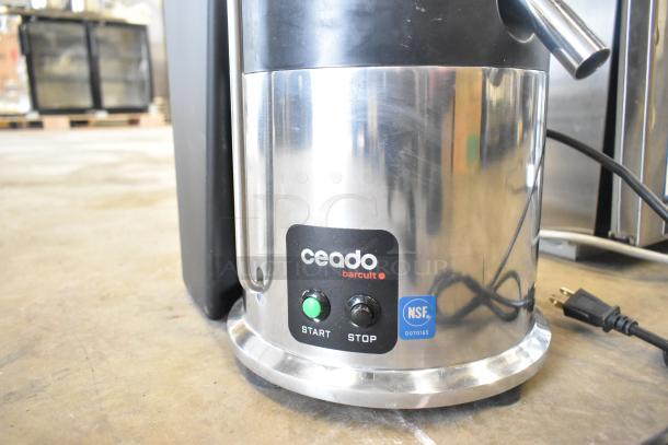 Ceado ES500 commercial juice extractor, stainless steel, 110-120V, 1 Phase, with start/stop buttons, NSF certified.