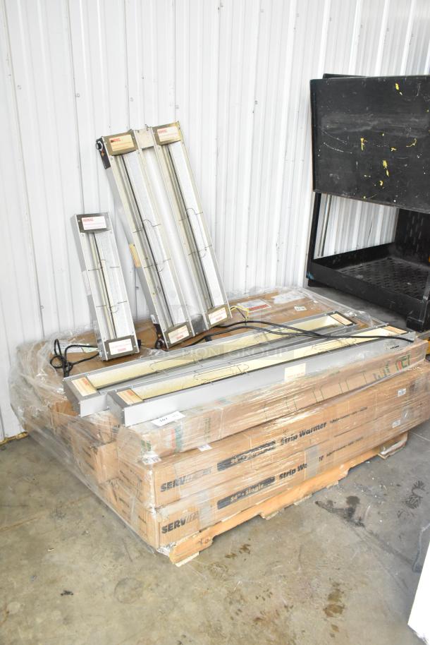 14 new ServIt strip warmers, scratch and dent condition. 120 volts, 1 phase. Includes original packaging.