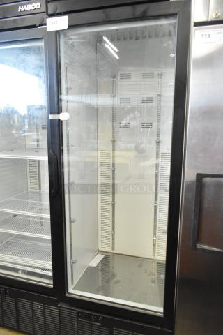 2019 Habco SE18 Commercial Single Door Reach-In Cooler, black frame, glass door, adjustable shelves, 115V, 1 Phase.