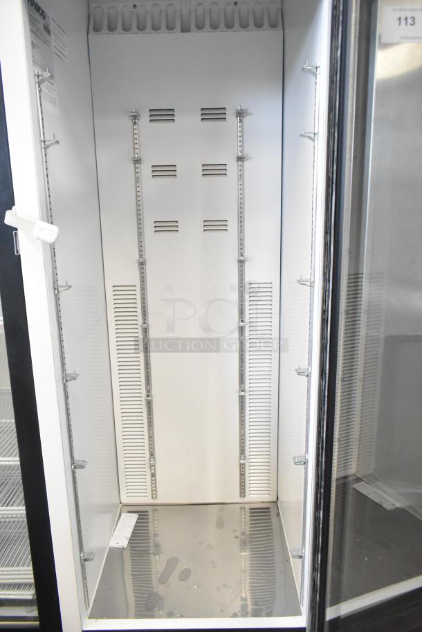 2019 Habco SE18 single door reach-in cooler merchandiser, 115 volts, 1 phase, excellent condition, interior view.