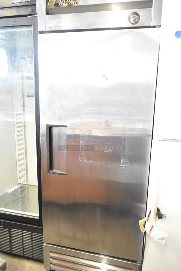True T-19F Commercial Freezer, single door, 115V, 1 Phase, stainless steel, visible temperature gauge, minor wear.