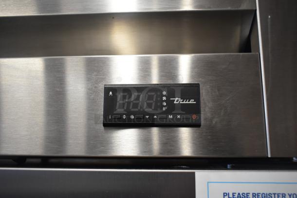 2025 True T-19F-HC commercial freezer control panel, stainless steel finish, digital display, power button visible.