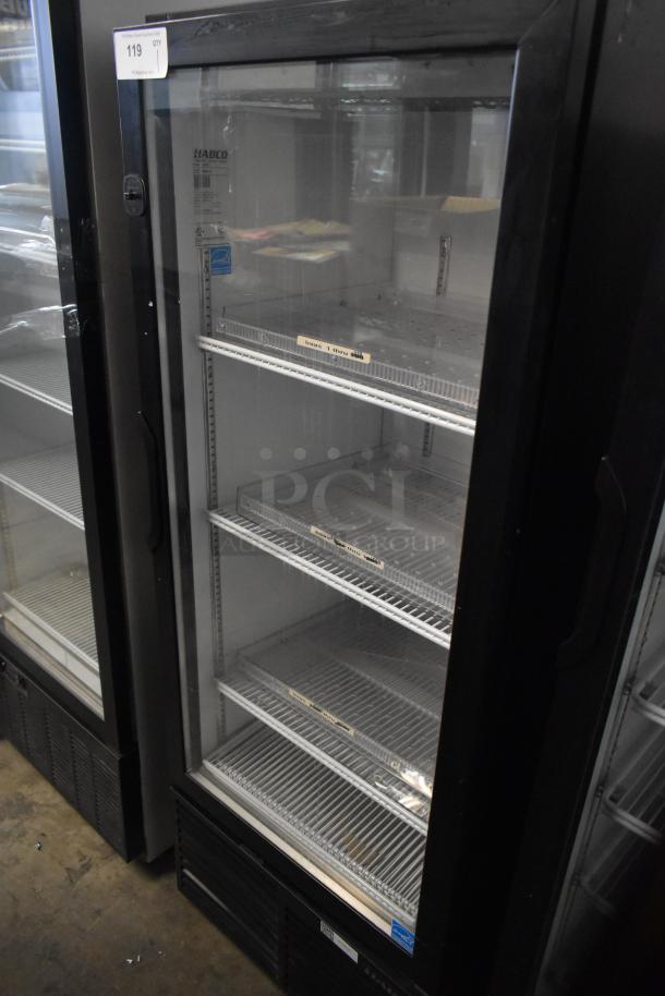 2022 Habco ESM12 Commercial Single Door Reach-In Cooler Merchandiser, 115V, with glass door.