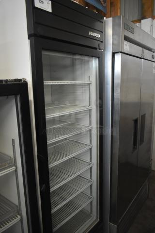 2019 Habco SE18 Commercial Single Door Reach-In Cooler Merchandiser, 115V, 1 Phase, glass door, multiple shelves, excellent condition.