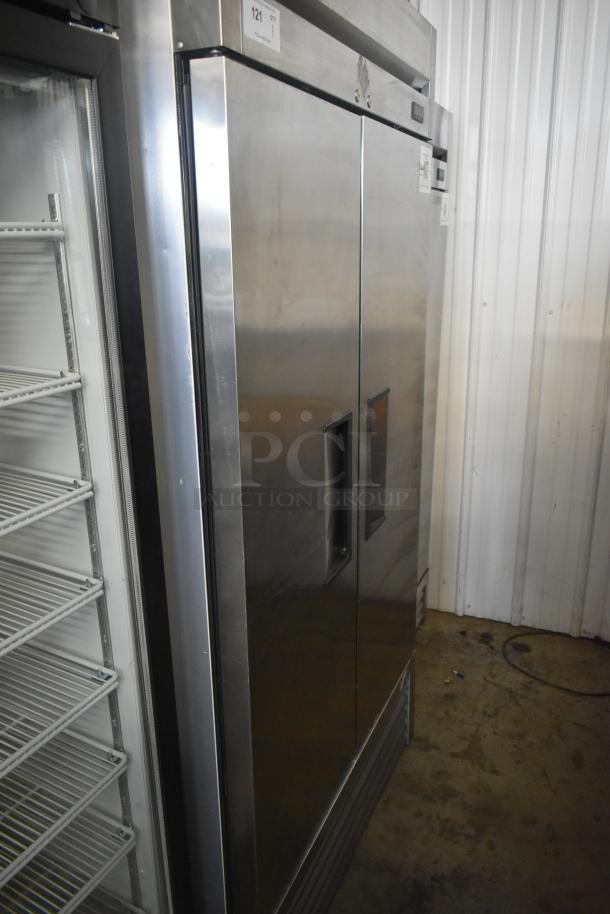2021 True T-35-HC Commercial 2 Door Reach In Cooler, stainless steel, model T-35-HC, 115 volts, 1 phase, excellent condition.