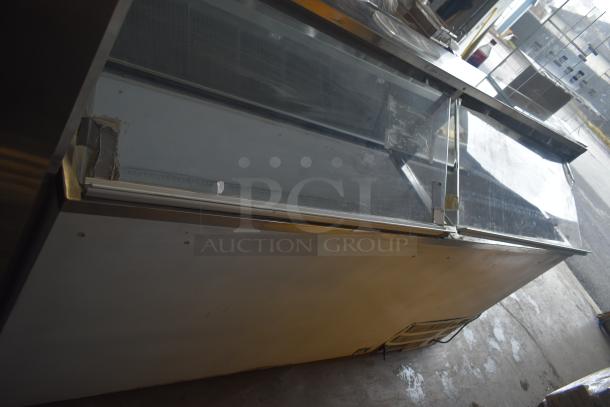 Master Bilt Commercial Ice Cream Dipping Cabinet, stainless steel, clear top, signs of wear, functional condition.