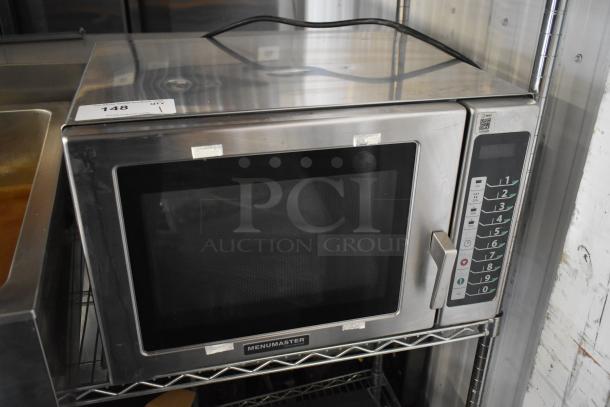 2021 Menumaster MFS18TS commercial microwave, 208/240V, 1 phase. Stainless steel, keypad controls, good condition.