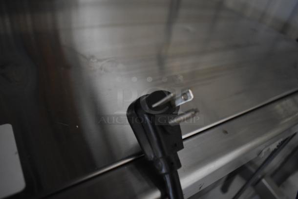 2021 Menumaster MFS18TS Commercial Microwave, 208/240V, 1 Phase, stainless steel exterior, visible power cord.