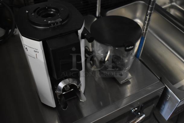 Anfim AF05 Luna white on-demand espresso grinder, 4.4 lb. capacity, 120V, new with minor scratches and dents.