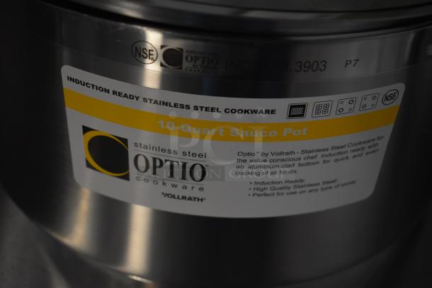 Optio by Vollrath 10-quart sauce pot, induction ready stainless steel, NSF certified, brand new condition.